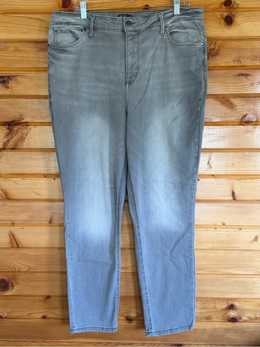 Simply Vera Vera Wang Light Gray Skinny Jeans Size 18 Short